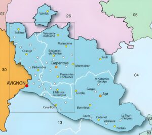 Carte des principales villes de Vaucluse.