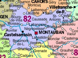 Carte des principales communes de Tarn-et-Garonne