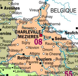 Carte des principales communes des Ardennes