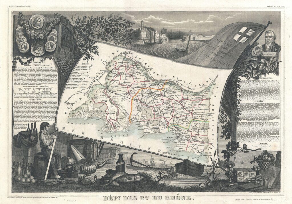 Carte du département des Bouches-du-Rhône 1852.