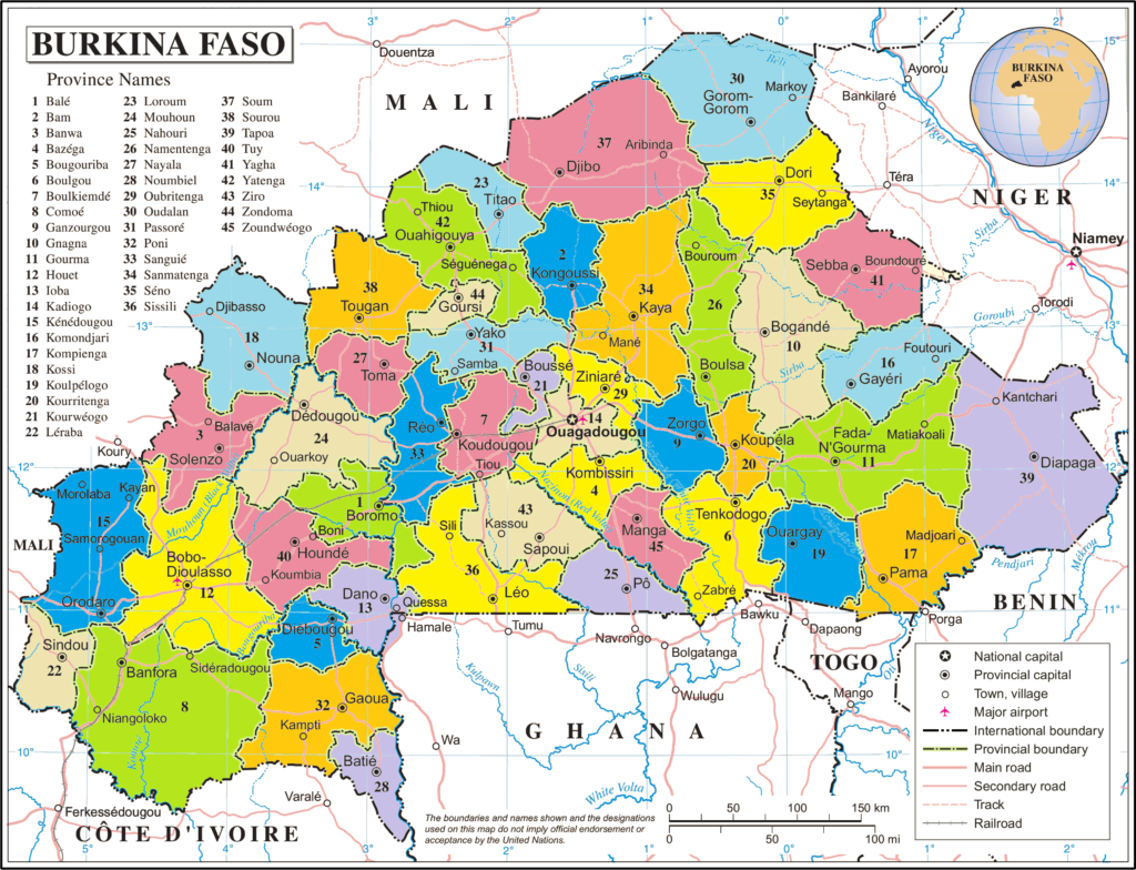 Carte du Burkina Faso.