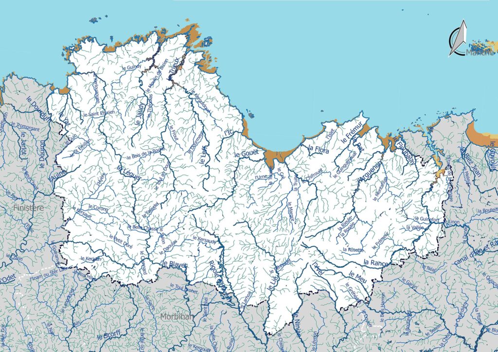 Carte hydrographique des Côtes-d'Armor.