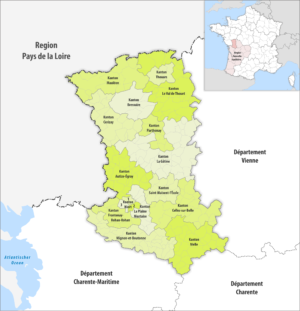 Carte des cantons du département des Deux-Sèvres