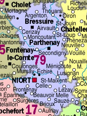 Carte des principales communes des Deux-Sèvres