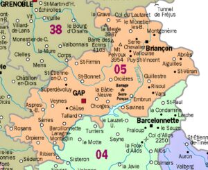 Carte des principales communes des Hautes-Alpes