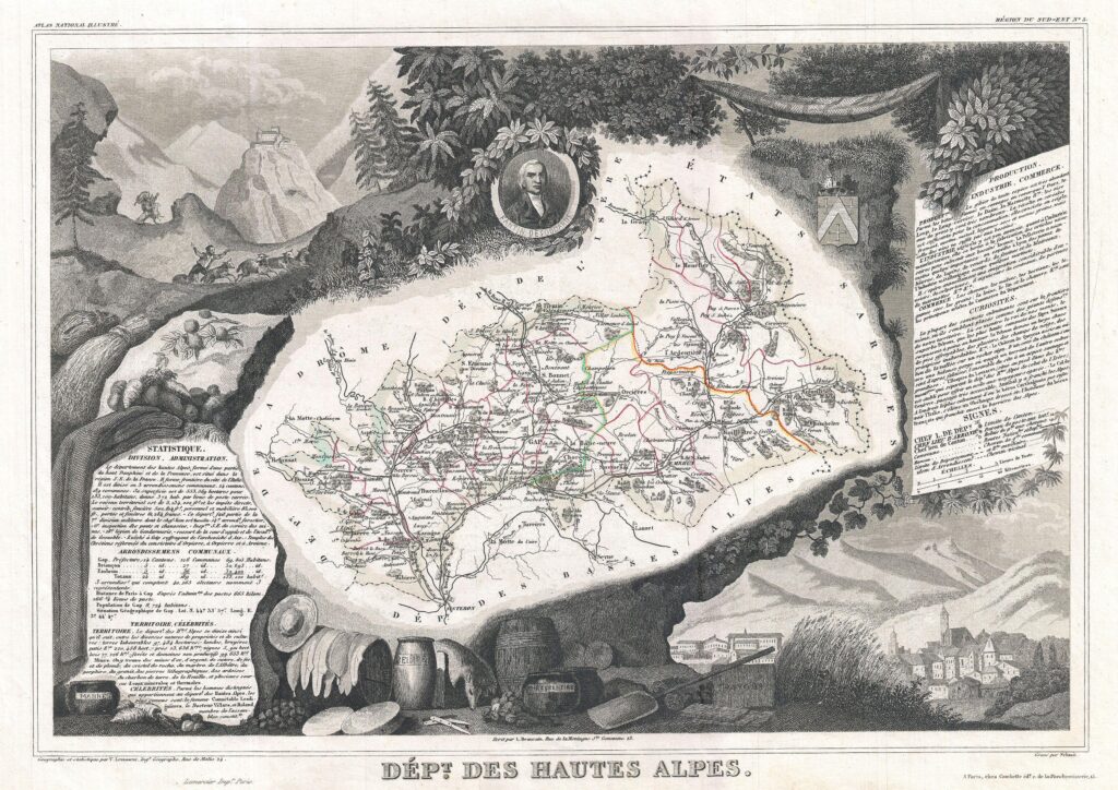 Carte du département des Hautes-Alpes 1852.