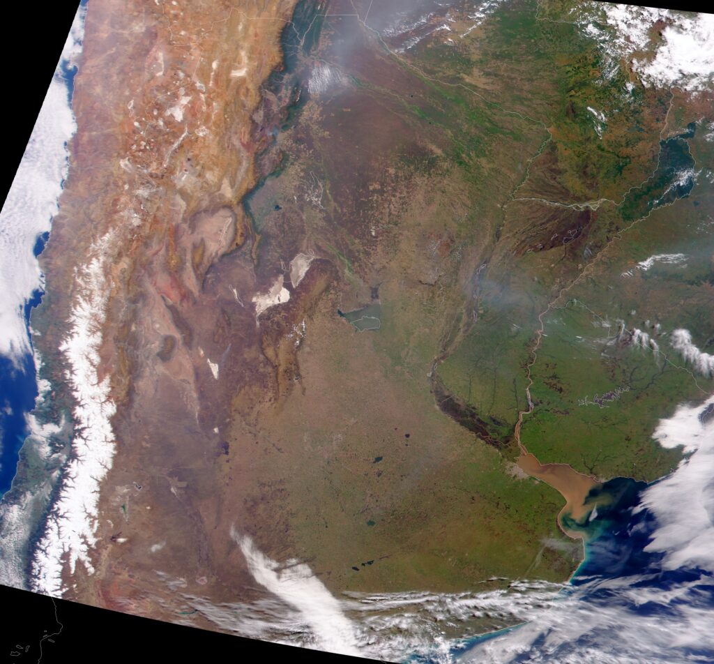 Image satellite de la partie inférieure de l'Amérique du Sud