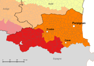 Carte du zonage sismique des Pyrénées-Orientales