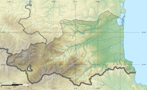 Carte physique vierge du département des Pyrénées-Orientales.