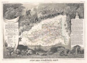 Carte du département des Pyrénées-Orientales 1852