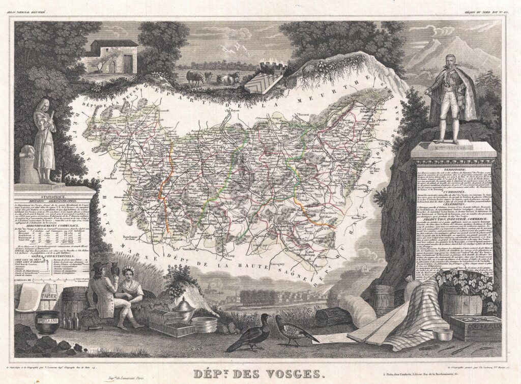 Carte du département des Vosges 1852.