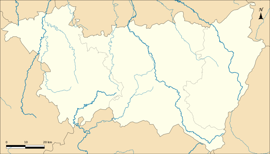 Carte administrative vierge du département des Vosges.