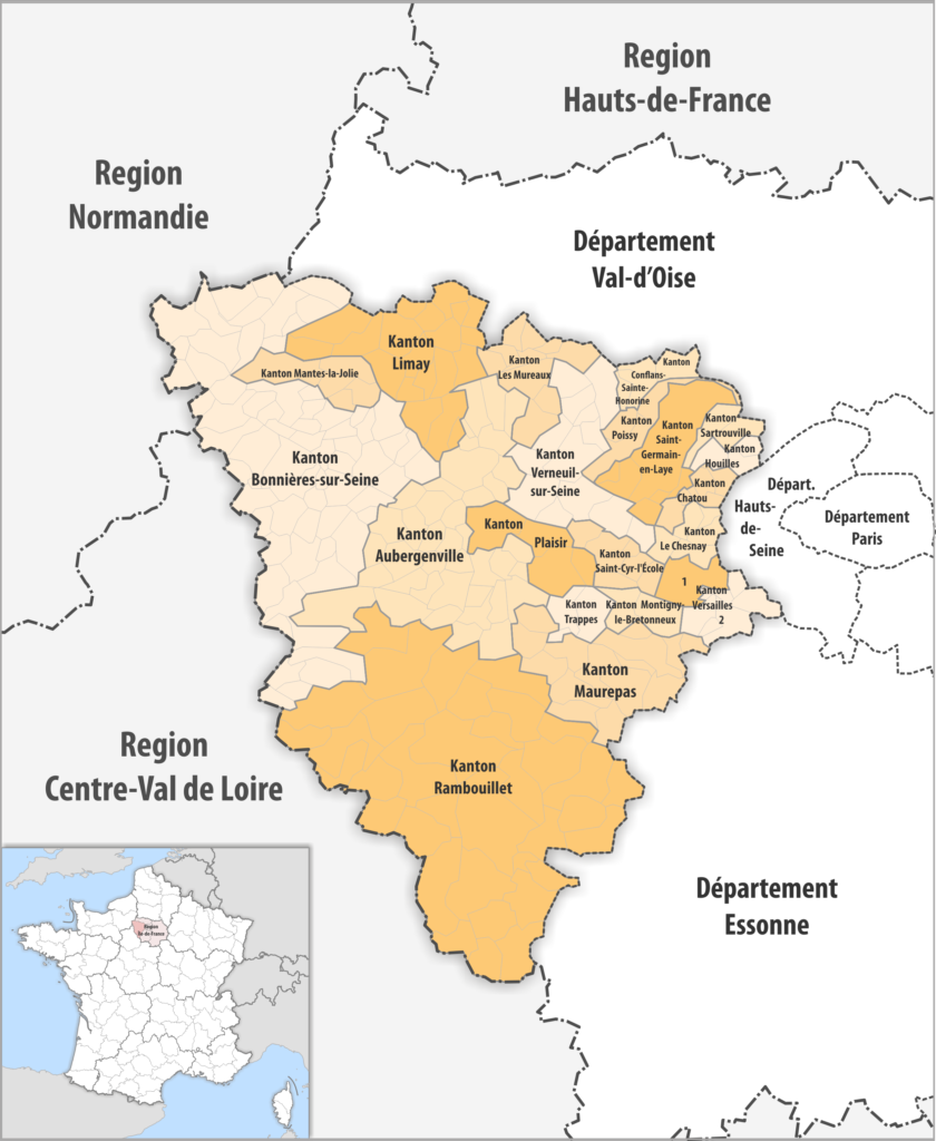 Carte des cantons du département des Yvelines.