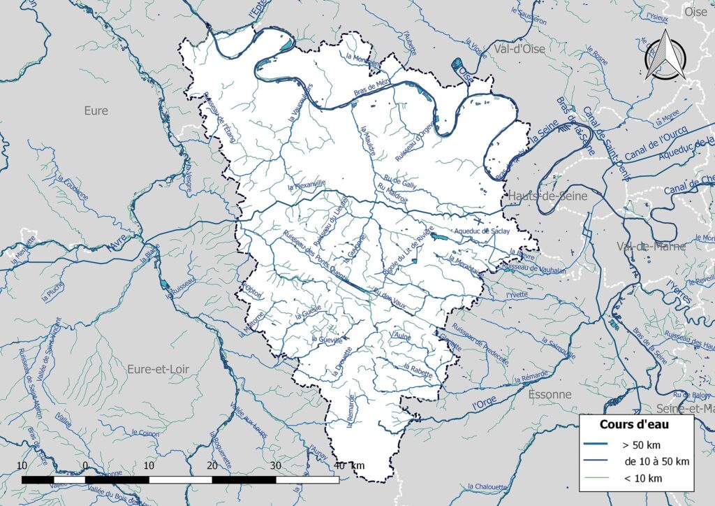 Carte hydrographique des Yvelines.