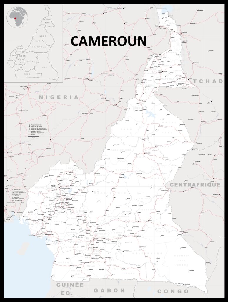 Carte du Cameroun.