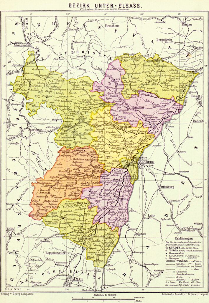 Carte de la Basse-Alsace 1890.