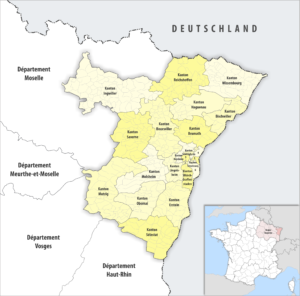 Carte des cantons du département du Bas-Rhin
