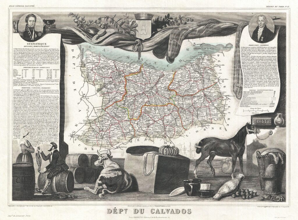 Carte du département du Calvados 1852.