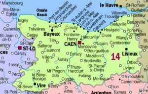 Carte des principales communes du Calvados