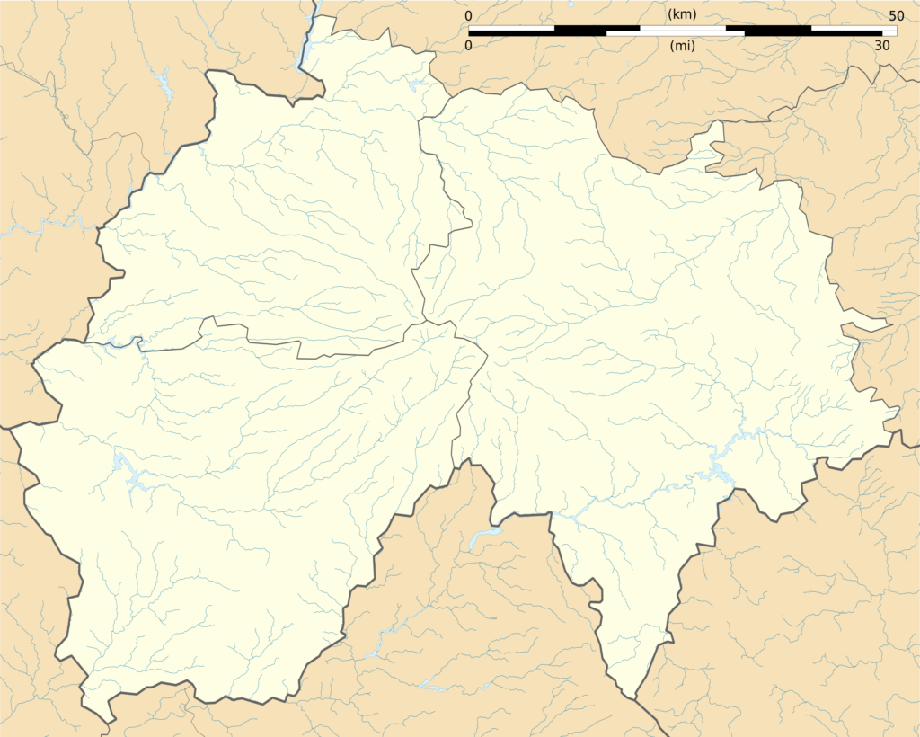 Carte vierge du département du Cantal.