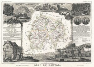 Carte du département du Cantal 1852