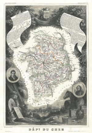Carte du département du Cher 1852