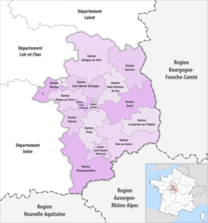 Carte des cantons du département du Cher
