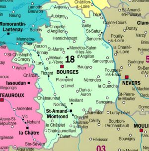 Carte des principales communes du Cher