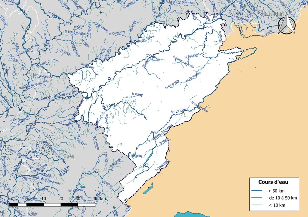 Carte hydrographique du Doubs.