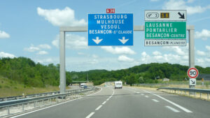 L’autoroute A36, surnommée La Comtoise à Besançon.