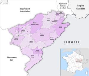 Carte des cantons du département du Doubs