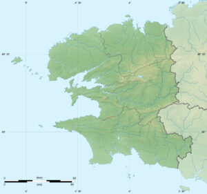 Carte physique vierge du département du Finistère.