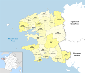 Carte des cantons du département du Finistère