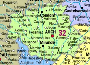 Carte des principales communes du Gers