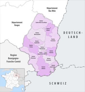 Carte des cantons du département du Haut-Rhin