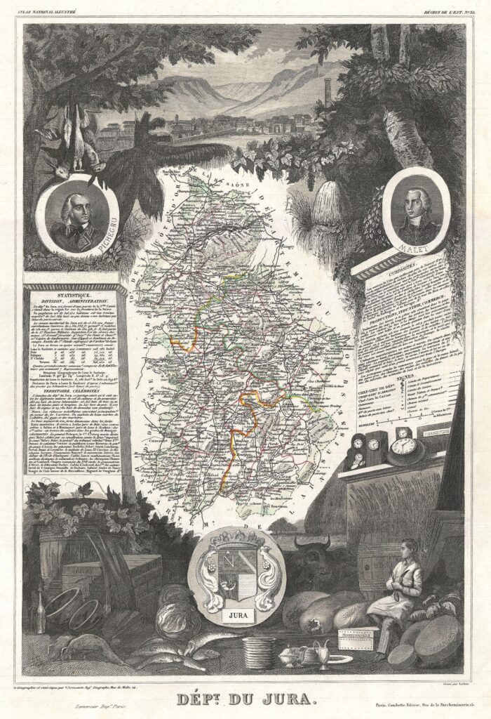 Carte du département du Jura 1852.