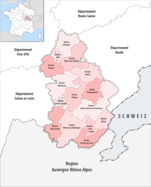 Carte des cantons du département du Jura