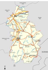 Principaux axes routiers du département du Jura.