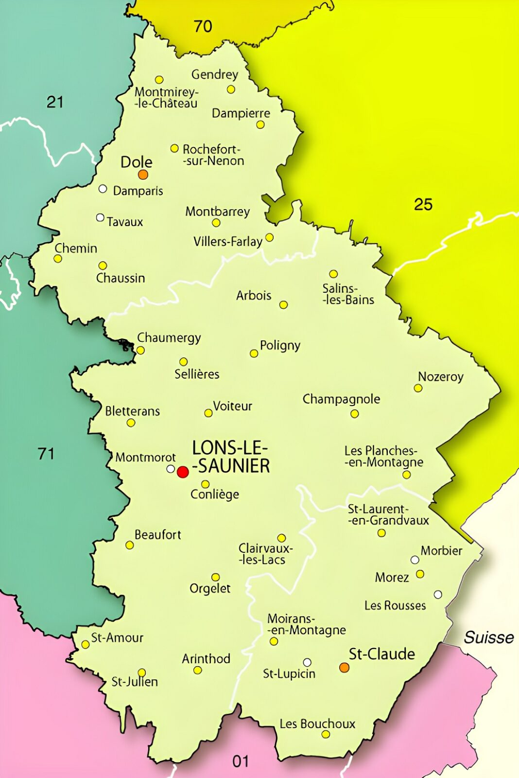 Carte Des Principales Communes Du Jura carte-des-principales-communes-du-jura