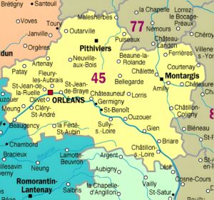 Carte des principales communes du Loiret