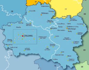 Carte des principales villes du Loiret.