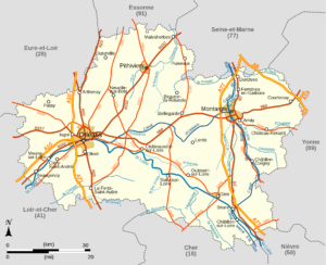 Principaux axes routiers du département du Loiret.