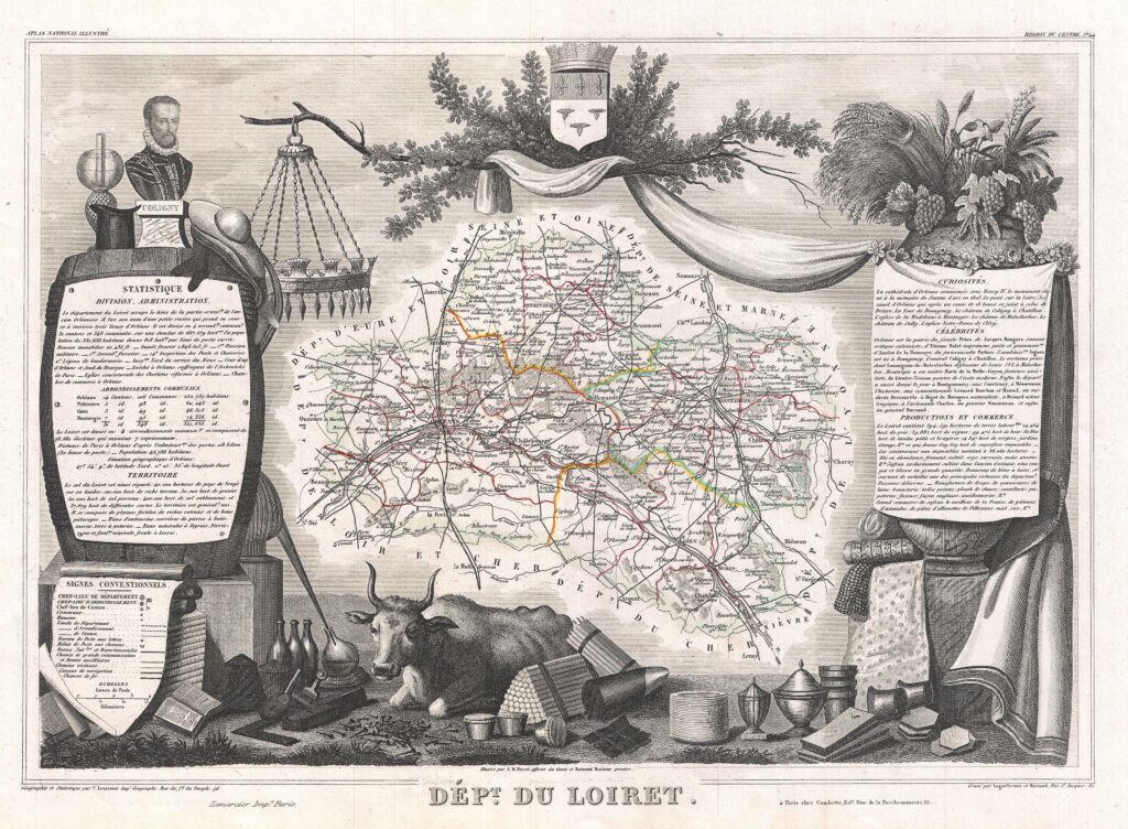 Carte du département du Loiret 1852.