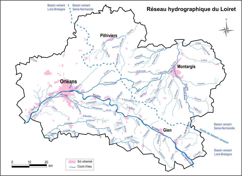 Carte hydrographique du Loiret.