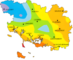 Carte pluviométrique du Morbihan