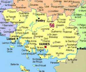 Carte des principales communes du Morbihan