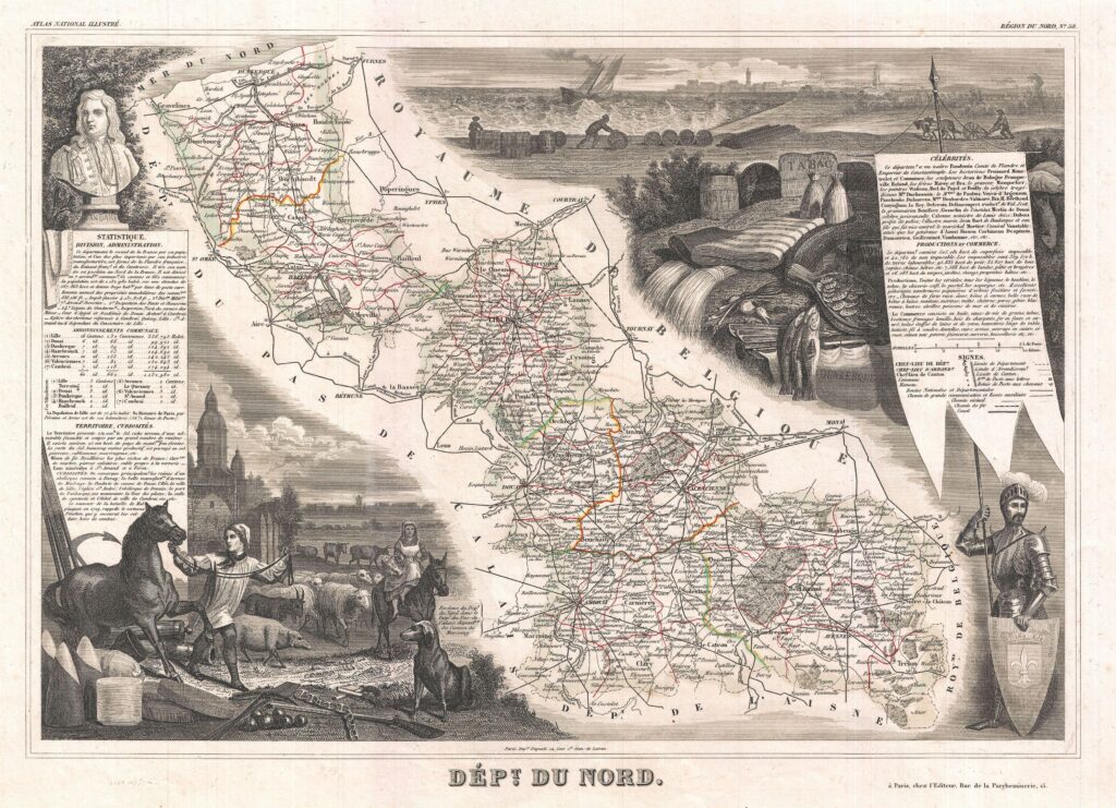 Carte du département du Nord 1852.
