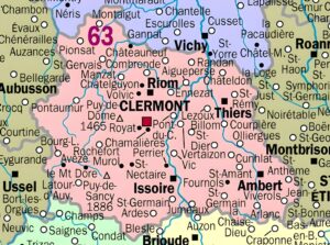 Carte des principales communes du Puy-de-Dôme