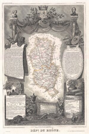 Carte du département du Rhône 1852