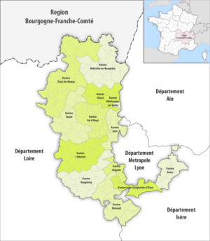 Carte des cantons du département du Rhône